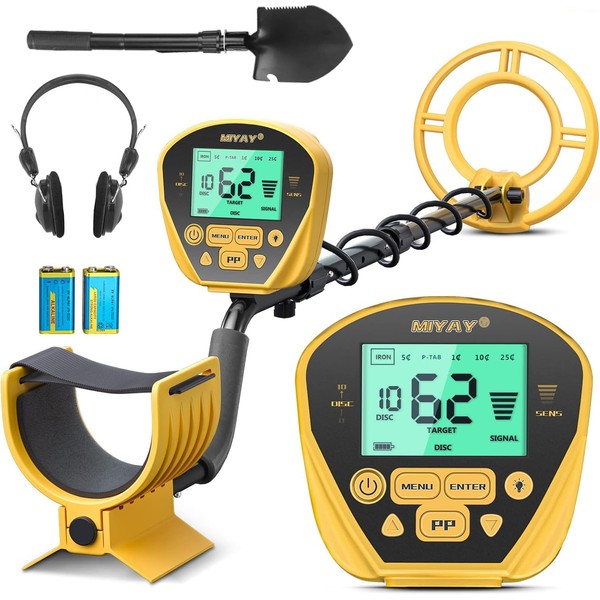 Metal Detector for Adults - Professional Gold and Silver Detector with LCD Display, High Accuracy Waterproof Pinpoint 5 Modes, 10" Coil Lightweight Metales Detectors Stem Adjustable to 60.2"