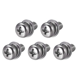 uxcell M5 x 12mm Stainless Steel Phillips Pan Head Machine Screws Bolts Combine with Spring Washer and Plain Washers 5pcs