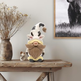 Bechivie Farmhouse Cow Gnome Figurine Decor, Resin Cow Statue Gifts for Women, Western Home Kitchen Table Tiered Tray Decoration