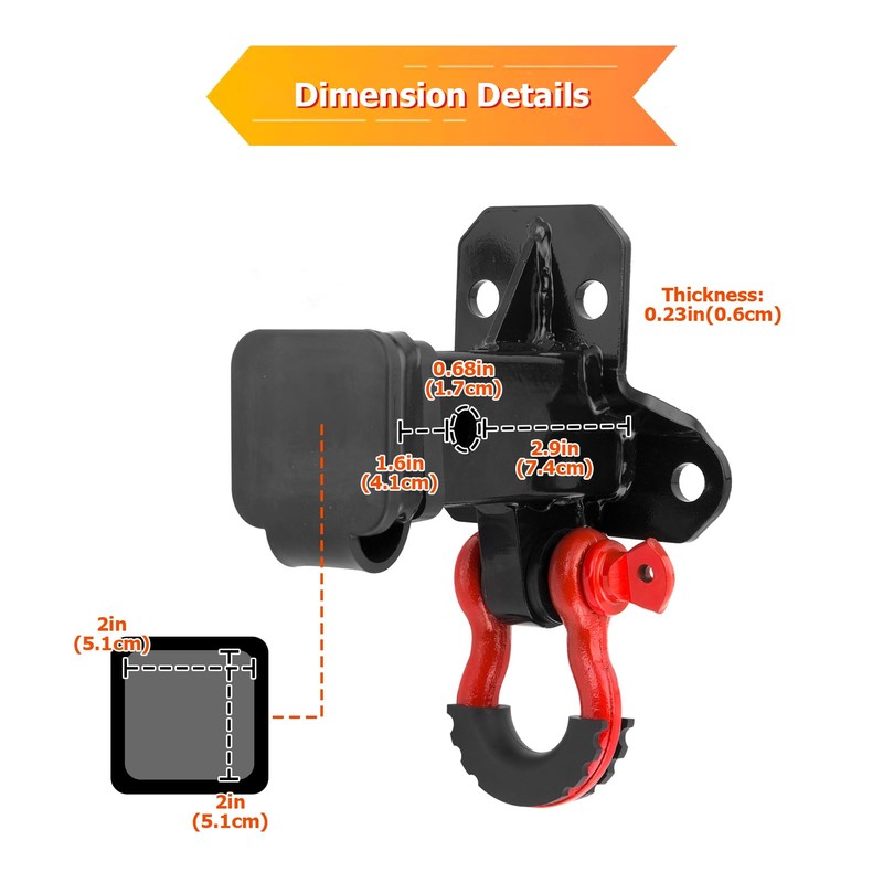 WeiSen 2" Rear Towing Trailer Receiver Hitch with 3/4" D-ring