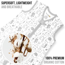 Toddler Sleep Sack with Feet 3T-4T, 0.5 TOG Organic Cotton Baby Sleeping Bag with Legs, Baby Wearable Blankets for Walkers w/ 2-Way Zipper, Baby Sleep Sack for Girls & Boys, 2-Pack, Early Walker Large