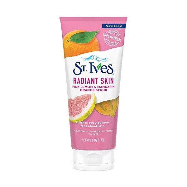 St. Ives Radiant Skin Pink Lemon and Mandarin Orange Face Scrub 6 oz (Pack of 6)