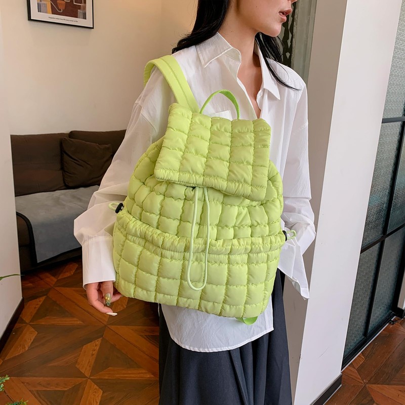 Extolove Quilted Backpack for Women, Trendy Puffer Backpack Drawstring Backpack