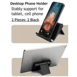 JUSDIQIR Adjustable Foldable Cell Phone Stand for Desk, Compatible with Most Smartphones and Tablets, Anti-Slip Rubber Base for Stability