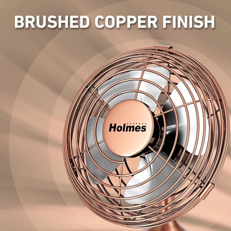 HOLMES 4" Mini Heritage Desk Fan, USB-Powered, Single Speed, 4