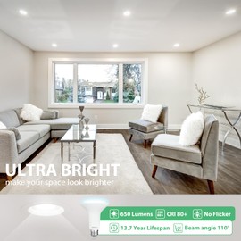 DEGNJU 16 Pack BR30 LED Bulb, Dimmable Indoor Flood Lights 7W Equivalent 65W 5000K Daylight, CRI80, 650 LM, E26 Base, 15000 Lifetime Hours, Interior Energy Saving Recessed Light Bulb, Flicker-Free