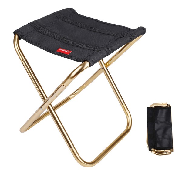 MengH-SHOP Tabouret Pliant de Camping Mini Tabouret Chaise de Camping Siege Assise Pliant Portable pour Pêche Randonnée BBQ Voyage Noir 24.5 * 22.5 * 27cm