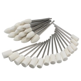 Luo ke 75mm Extra Long Flet Polishing Bits, 1/8'' Extented Shank Cone & Cylinder Shape Compressed Wool Felt Buffing Polishing Tips for Rotary Tools (Pack of 30)
