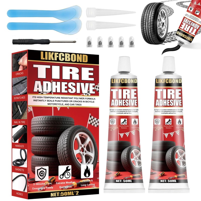 LIKFCBOND Tire Repair Adhesive, 3.38 floz, Sidewall Rubber Cement Kit