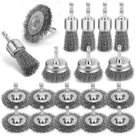 Pylevemv 19Pcs Professional Wire Wheel Brush, Carbon Steel Wire Cup Brush for Drill, Drill Wire Brush for Cleaning Rust, Wire Brush Drill Attachments with 1/4 Inch Hex Shank