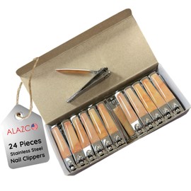 24 pcs Nail Clipper Value Pack Mini Stainless Steel Precision Nail Clippers Essential Manicure & Pedicure Tools Classic Vintage Style Rose Quartz