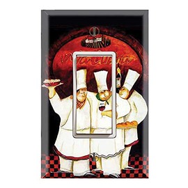 Graphics Wallplates - Bon Appetite Three Fat Chefs - Single Rocker/GFCI Outlet Wall Plate Cover