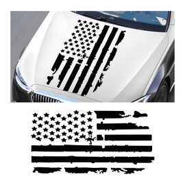 KVAEY Distressed American Flag Sticker, 16.9" × 30.7" Old Glory Grunge Patriotic USA US Flag Decal for Car Tailgate Door Window Bumper, Auto Decoration Sticker for Cars, SUV, Truck (Black)