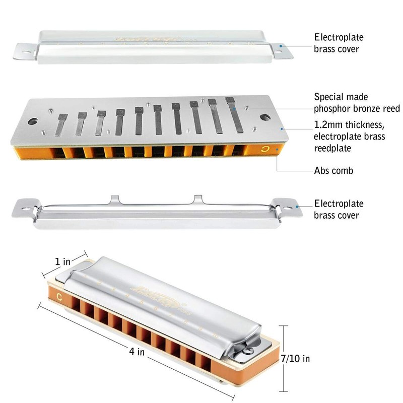 East top Harmonica, Advanced Diatonic Harmonica Key of C, 10