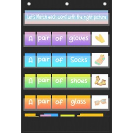 Jercecy Black Standard Pocket Charts for Classroom, Sentence Strip and Word Pocket Chart for Teacher Classroom Must Have School Supplies