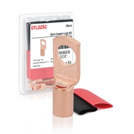 DTLDZSC Thick Copper Electric Wire Lugs,10Pcs Bare Copper Gauge 6Awg-5/16(M8) Ring Heavy Duty Battery Cable Lugs Ends Ring Terminals Connectors with 10Pcs 3:1 Heat Shrink Tubing Assortment Kit
