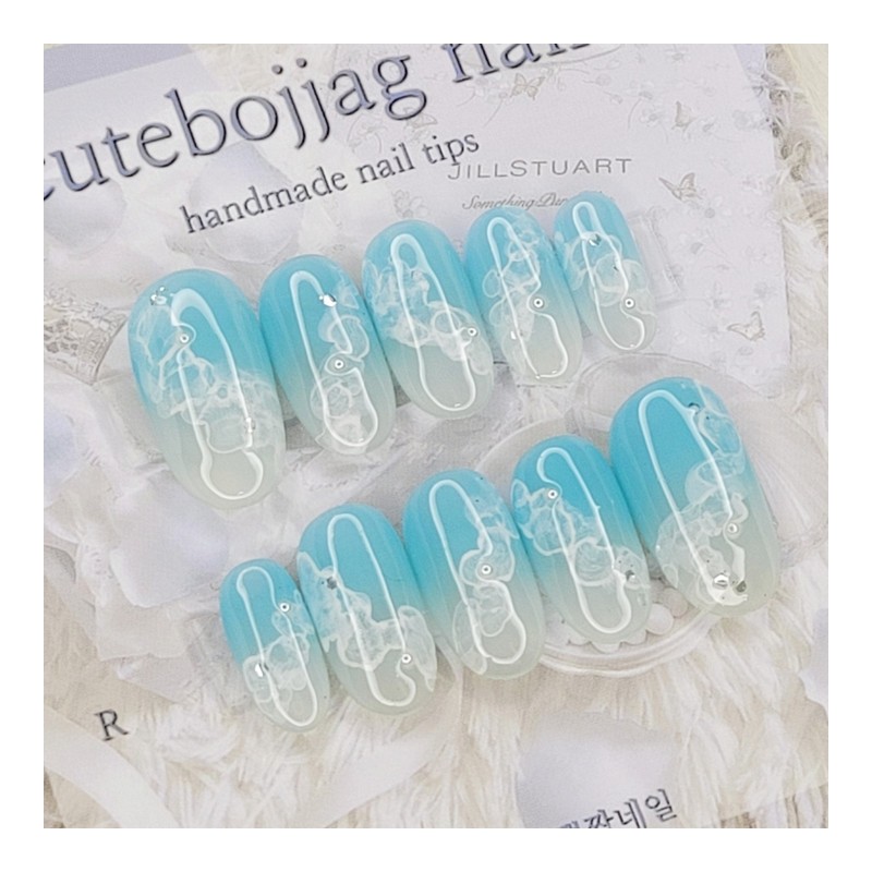 Santorini handmade nail tips - Square M / 산토리니 수제네일팁