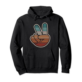Peace Hand Sign Hippie Groovy 60s 70s Party Outfit Retro Pullover Hoodie
