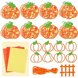 32 Sets Fall Craft Kits Religious Pumpkin Tissue Paper Suncatchers Bulk Stained Glass Effect, Thanksgiving Autumn Harvest Window DIY Art Crafts for Kids Home School Classroom Christian Party Decor