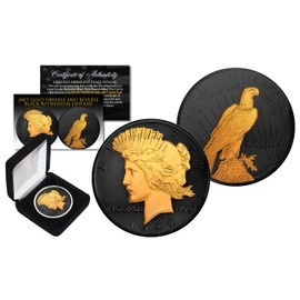Merrick Mint Black Ruthenium 2-Sided 1922 Original AU Peace Silver Dollar with Gold Clad Highlights Obverse & Reverse