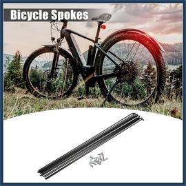 INFINAUTO 12 Pcs 14G J Bend 298mm x 2mm Bike Bicycle Spokes with Nipples Steel Black Stylish Design