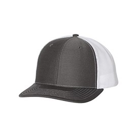 RICHARDSON 112 Mesh Back Trucker Cap Snapback Hat, Charcoal/White