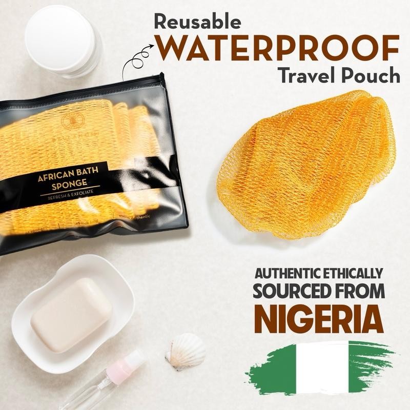 African Exfoliating Net Sponge, Ethically Sourced from Nigeria:_Blush