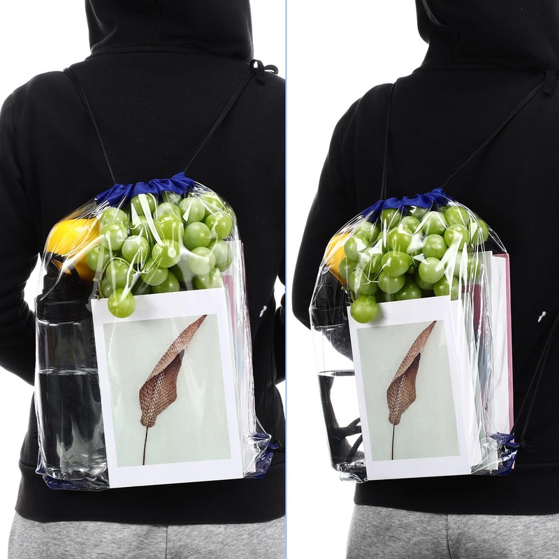 Shappy 30 Pieces Clear Drawstring Bag Plastic Drawstring Backpack Clear