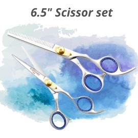 Glamified Hair Dressing Scissors 6" Barber Scissor Set | Professional Barber Hair Cutting Scissor | Hair Scissor Thinning Shear | Hair Cutting Shears Men, Women