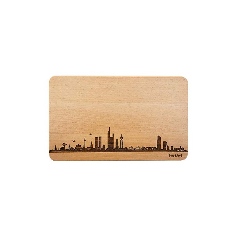 Brotzeitbrett Frankfurt Skyline | Beech Breakfast Board | Wooden Chopping