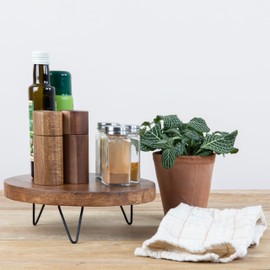 Creative Co-Op Decorative Paulownia Wood Pedestal, Dark Brown