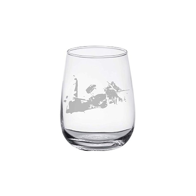 Key West Map - Stemless Wine Glasses Set of 2