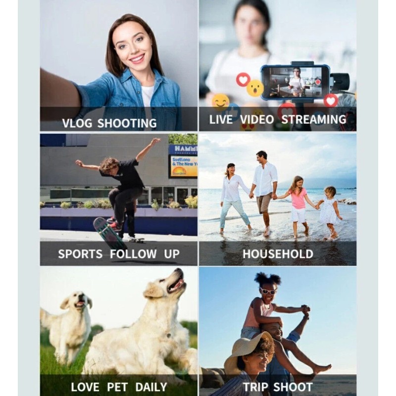 3-Axis Smartphone Gimbal Stabilizer - 0.5lbs Foldable, Face Tracking Anti-Shake