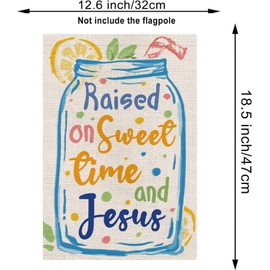 Summer Garden Flag Raised On Sweet Time And Jesus Double Sided, Welcome Seasonal Holiday Burlap Yard Outdoor Decoration 12.5 x 18 Inch