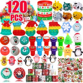 120 PCS Christmas Party Favors for Kids, Prizes Treasure Box Toys, Pinata Filler, Goodie Bag Stuffers, Prize Box Toys for Kids Classroom, Treasure Chest, Stocking Stuffers Fidget Toys for Students