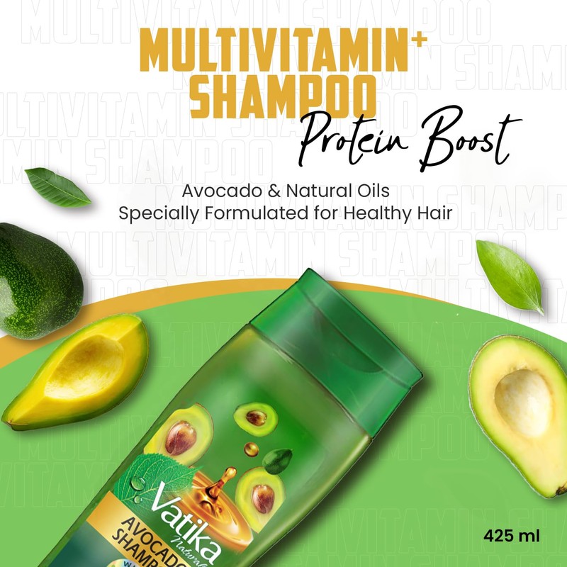 Vatika Naturals Avocado Oil Shampoo - 425ml | Protein Boost