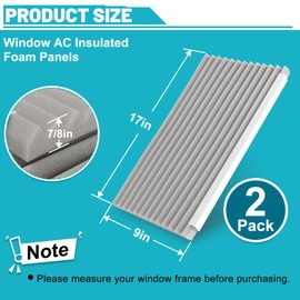 Chiligent Window Air Conditioner Insulated Foam Panels, Insulated Side Panels, 17" x 9" x 7/8", Good Sealing Foam Insulation Kit for Window AC Unit, Cut to Fit, 2 Pack, Gray