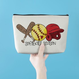 4 Pcs Softball Gifts Funny Makeup Bag Softball Party Favors Cosmetic Bag Softball Stuff Accessories Birthday Gifts for Women Player Coach Zipper Pouch Travel Organizer Toiletry Bag Vacation Christmas