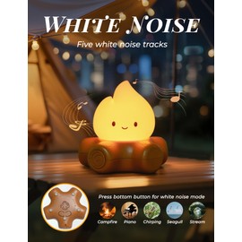 BANDIANCY 3pcs Cozy Campfire Nightlight Kits, Soothing Nature Sounds, White Noise Night Light for Baby Adult, Rechargeable, Cute Flame Lamp, Best Gift for Kids Bedrooms Camping Trips