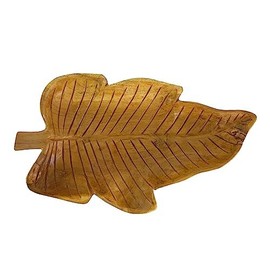 A&B Home Teak Leaf Tray Wooden Leaf, Wooden Dish Plate, Plate Tray Vintage Nature Leaf-Shaped Teak Wood Platter or Bowl Wooden Platters for Home Kitchen Countertop Table Decor,15.5x9.5x2.5"