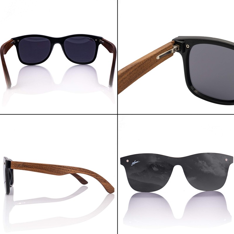 glozzi Sunglasses Men and Women Wood Polarised UV400 with Wooden