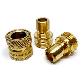 World's Best Lead-Free Brass Garden Hose Quick Connect Set - 1 Female and 2 Male Fittings for RV & Home Use
