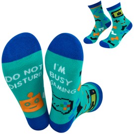Funny Socks for Women and Men Novelty socks Unisex Unique Birthday Gifts for Game and Golf Lovers (AU, Alpha, One Size, Regular, Regular, game-robot)