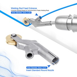 SWIGRANCE Hot Air Welding Nozzle 5mm Standard Round Speed Welding Tip with Roller fit on Tubular Nozzle, Stainless Steel Rapid Welding Tip Replacement for Hot Air Plastic Welder Heat Gun