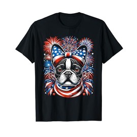 French Bulldog Patriotic 4th Of July USA American Flag T-Shirt for Women Men