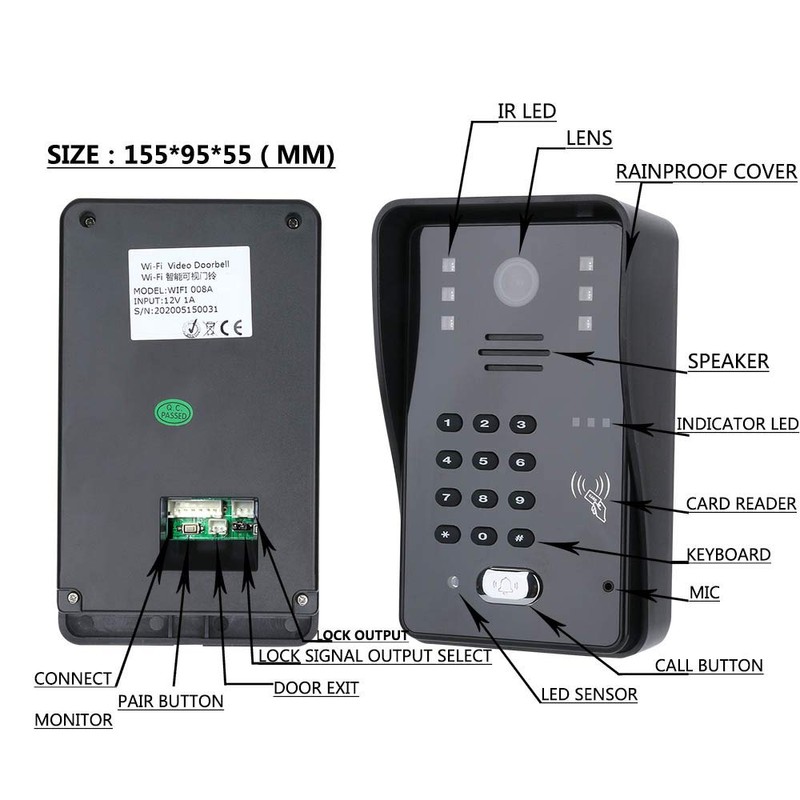 Touch Key 7 Lcd RFID Password Video Door Phone Intercom