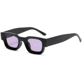 AIEYEZO anteojos de sol rectangulares gruesas modernas para mujeres y hombres, estilo retro de los años 90, gruesas, cuadradas, polarizadas, Negro/Morado Océ, MM