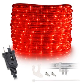 WYZworks 288LEDs, 25ft LED Red Rope Light Outdoor Waterproof Extendable Flexible, 25', 50', 100', 150', 300' Size Options, ETL Safety Certified Holiday Christmas Decoration Lighting