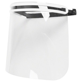Face shield with elastic waistband, soft front rest.