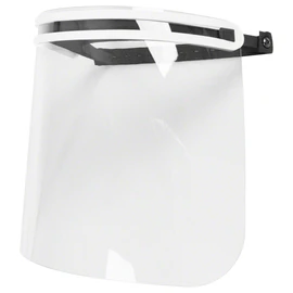 Face shield with elastic waistband, soft front rest.
